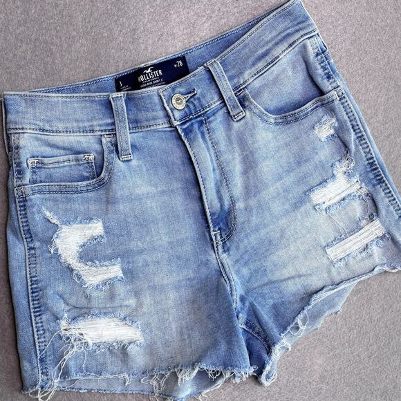 Hollister Cutoff Distressed High Rise Summer 3" Shorts Denim Size 3 - Picture 1 of 6